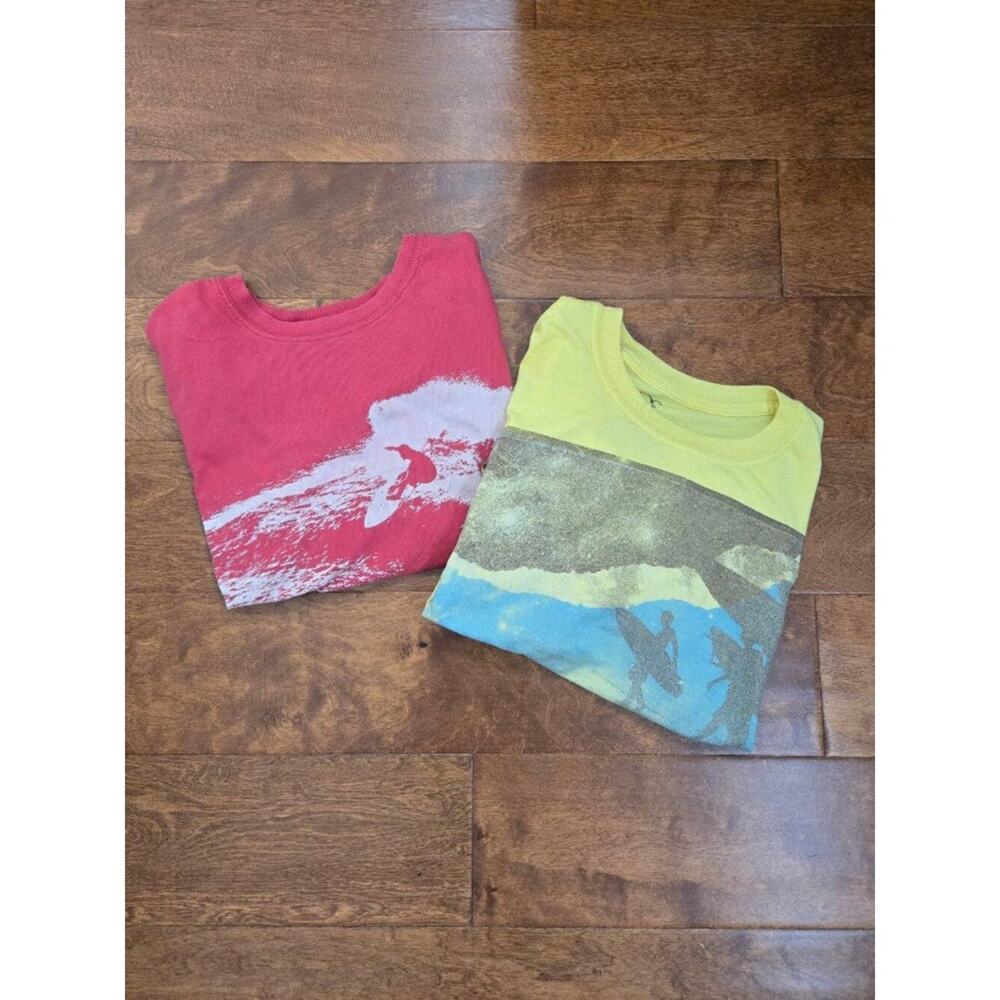 Vintage-Style Surf Graphic Tee Bundle Merona & OP Red Yellow Size S